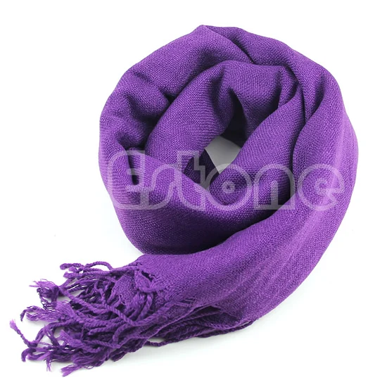 1 шт., женский длинный шерстяной шарф с кисточками, теплые шарфы, зимняя теплая мягкая накидка, шаль, Новинка - Цвет: Purple