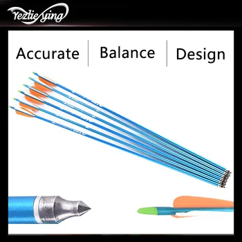 

12pc 30 Inch Target Hunting Spine 300 Blue Aluminum Arrow Orange White Feather Compound Bow Hunting Archery Arrow