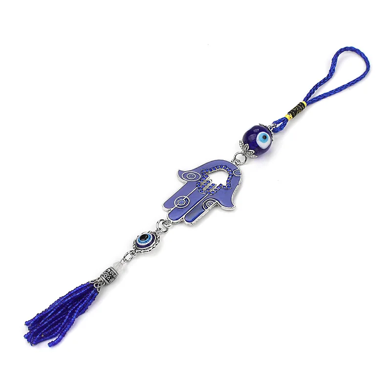 Модный счастливый синий хамса настенный кулон сглаза рука, Фатима небольшой шарик кисточкой ювелирные изделия подарки - Цвет: 1