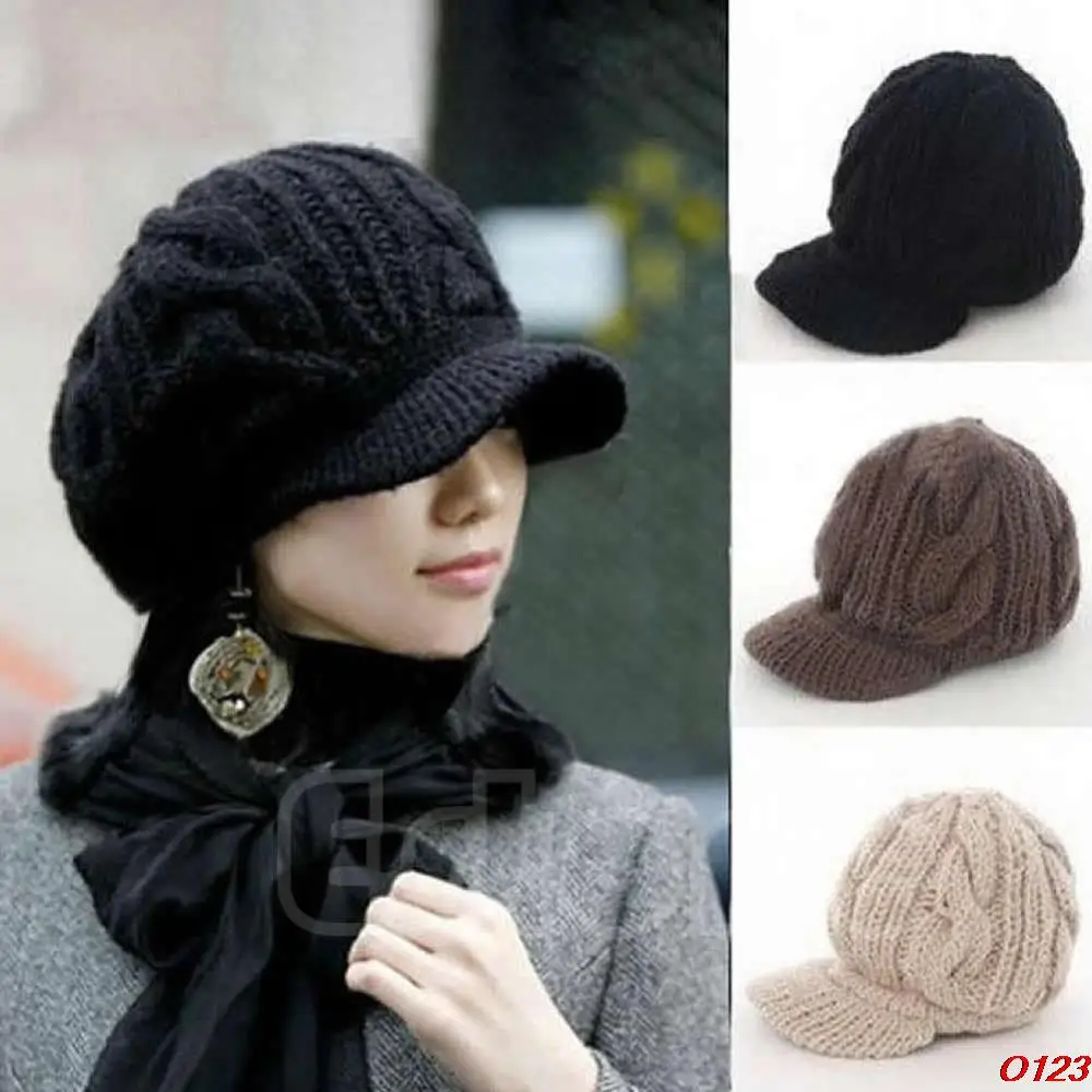 

Fashion Korean Winter Warm Women Crochet Knit Ski Beanie Wool Peaked Hat Cap-O123