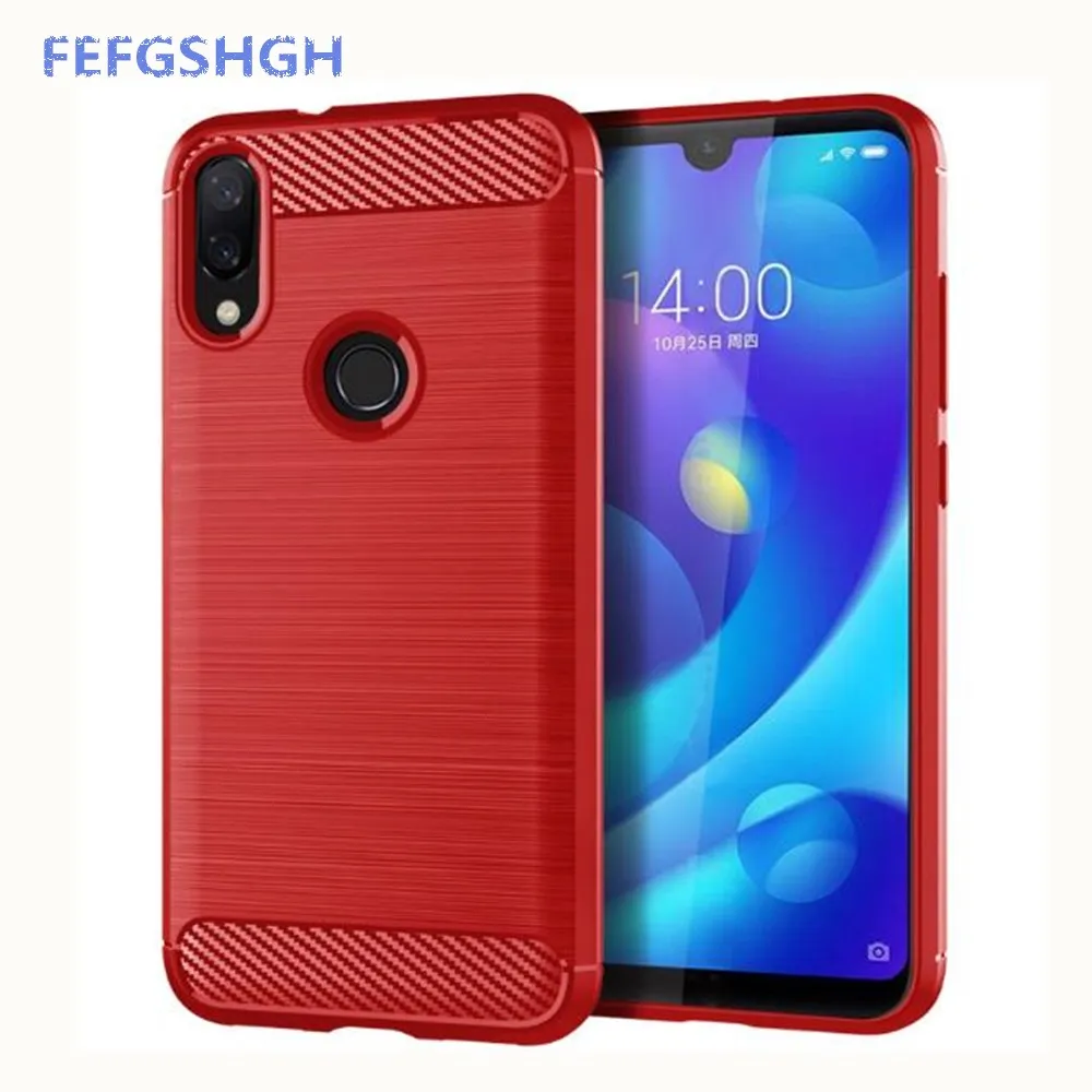 Чехол из углеродного волокна для Xiaomi Redmi Note 7 резиновый силиконовый чехол