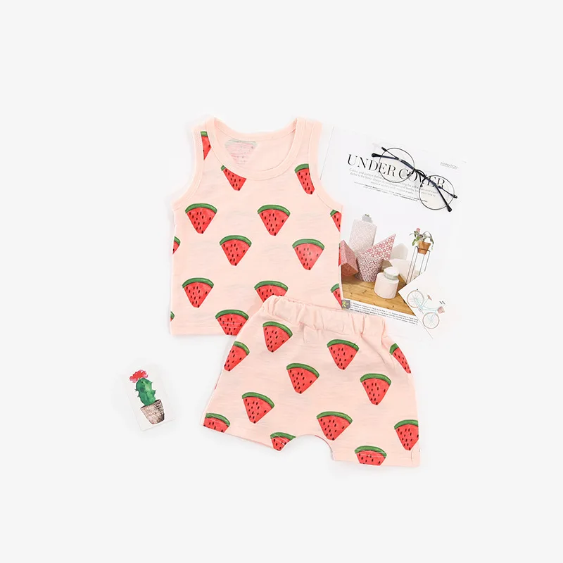 

BABY KIDS CLOTHES BOYS AND GIRLS OUTFITS TODDLER BOYS GIRLS SET TOPS AND LEGGINGS SUMMER CARTOON DOGS WATERMELON CUTE SHORT