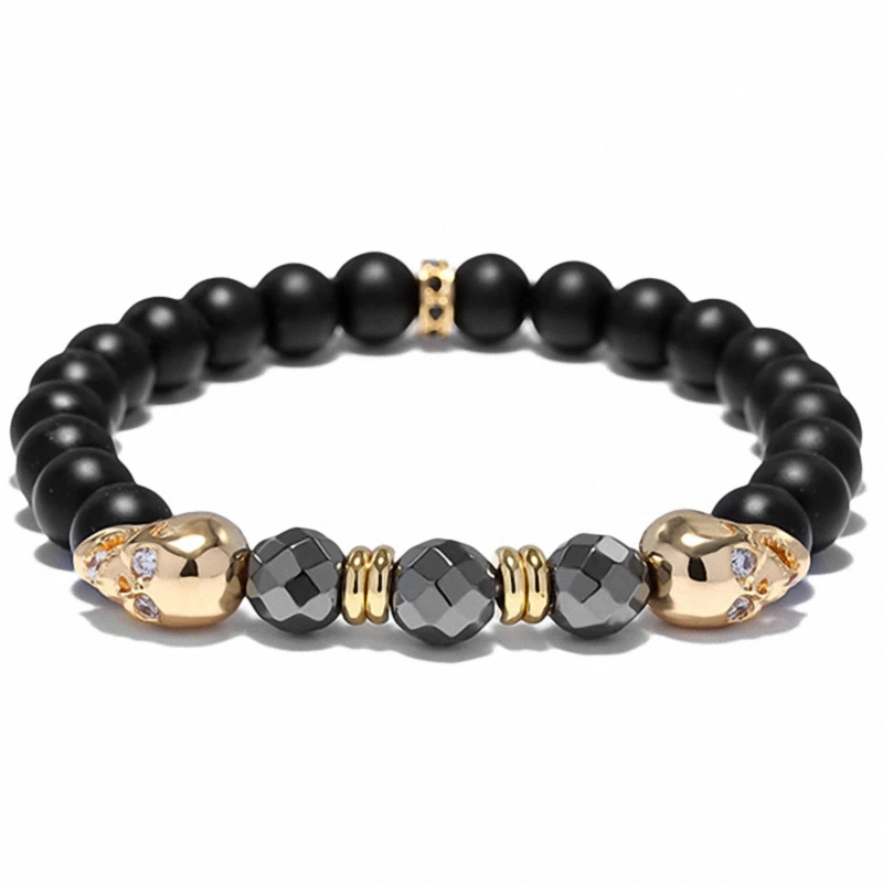 Natural Frosted stone and titanium metal Male bracelet Ancient modern Jewelry gift Fashion Classic Free posttic b | Украшения и