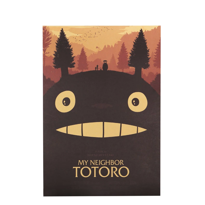 TIE LER Totoro E style Крафт-бумага винтажная Классическая мультяшная пленка Плакат Бар Кафе декоративная роспись Настенная Наклейка 50,5X35 см