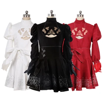 

Games No. 2 Type B 2B Cosplay Costumes Asian Size S-XXL See Through Feather Sleeve Skirt Battleframe White Dress