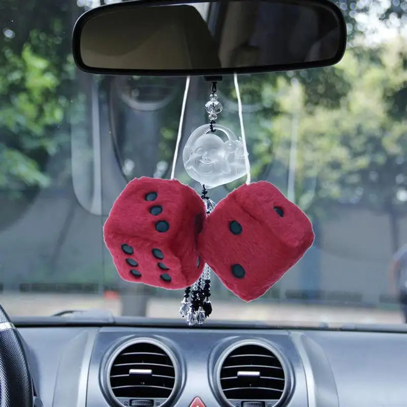 Fuzzy Dice Hanging Charm Auto Car Rearview Mirror Hanging Accessories