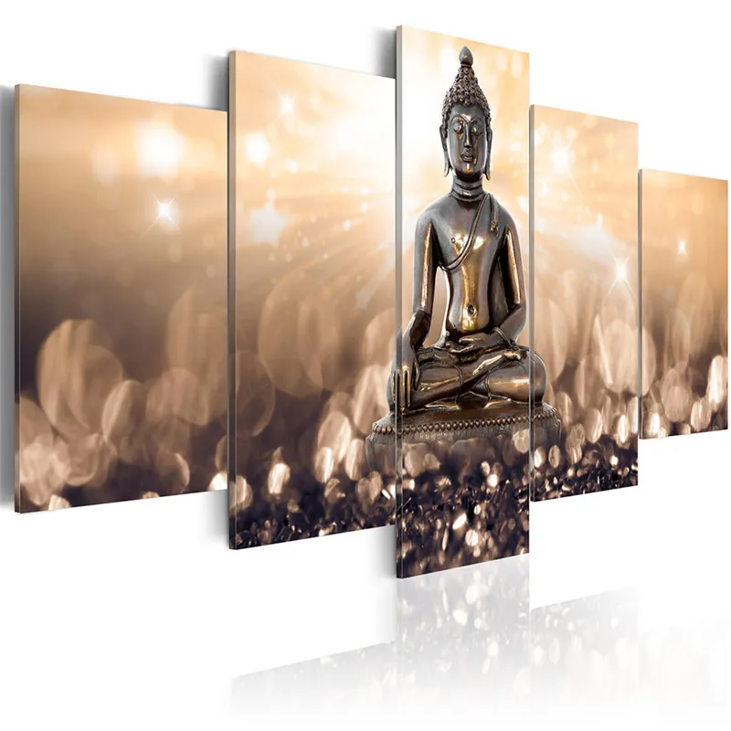 

Buddha Statue Wall Art Canvas Painting 5 Pieces Modular Pictures Modern Posters and Prints Module Pictures for Living Room Decor