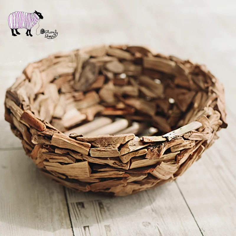 

Newborn Baby Photography Wooden Basket Infant bebe fotografia Accessories Baby Photoshoot Handmade Solid Wood Basket Props