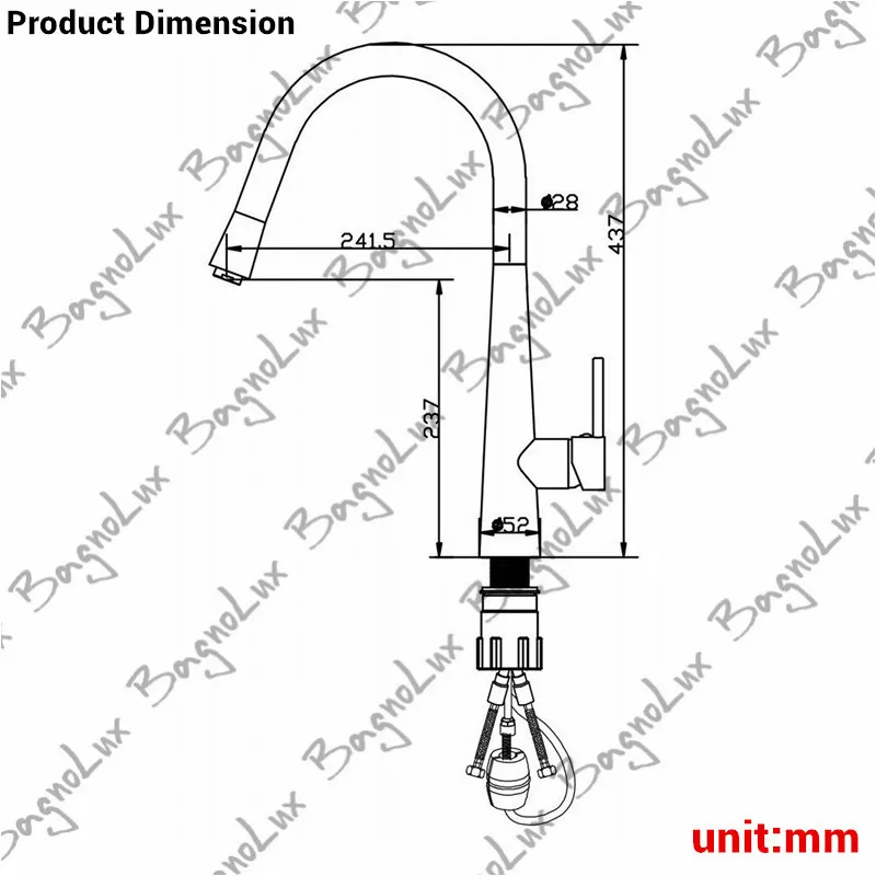  Single Handle Copper Pull Out Kitchen Sink Faucet With Retractable Watering Brass Spray High Arc Sw - 32817076612