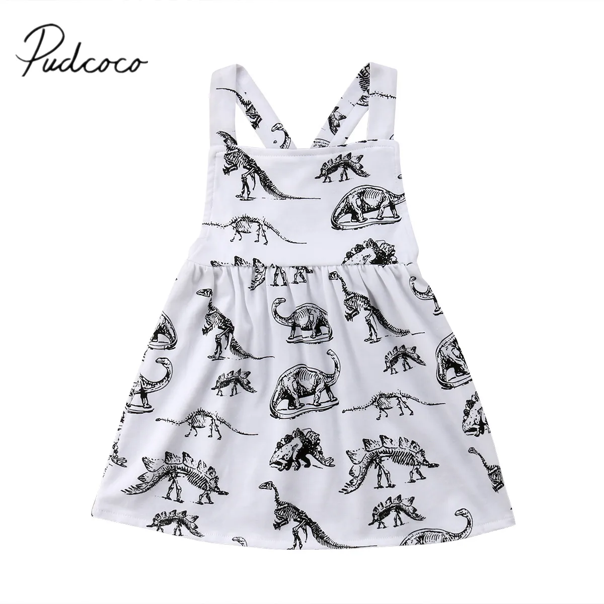 

2018 Brand New Dinosaur Toddler Infant Kids Baby Girl Sleeveless Tutu Dress Sundress Summer Suspender Mini Dress Clothes 6M-3T