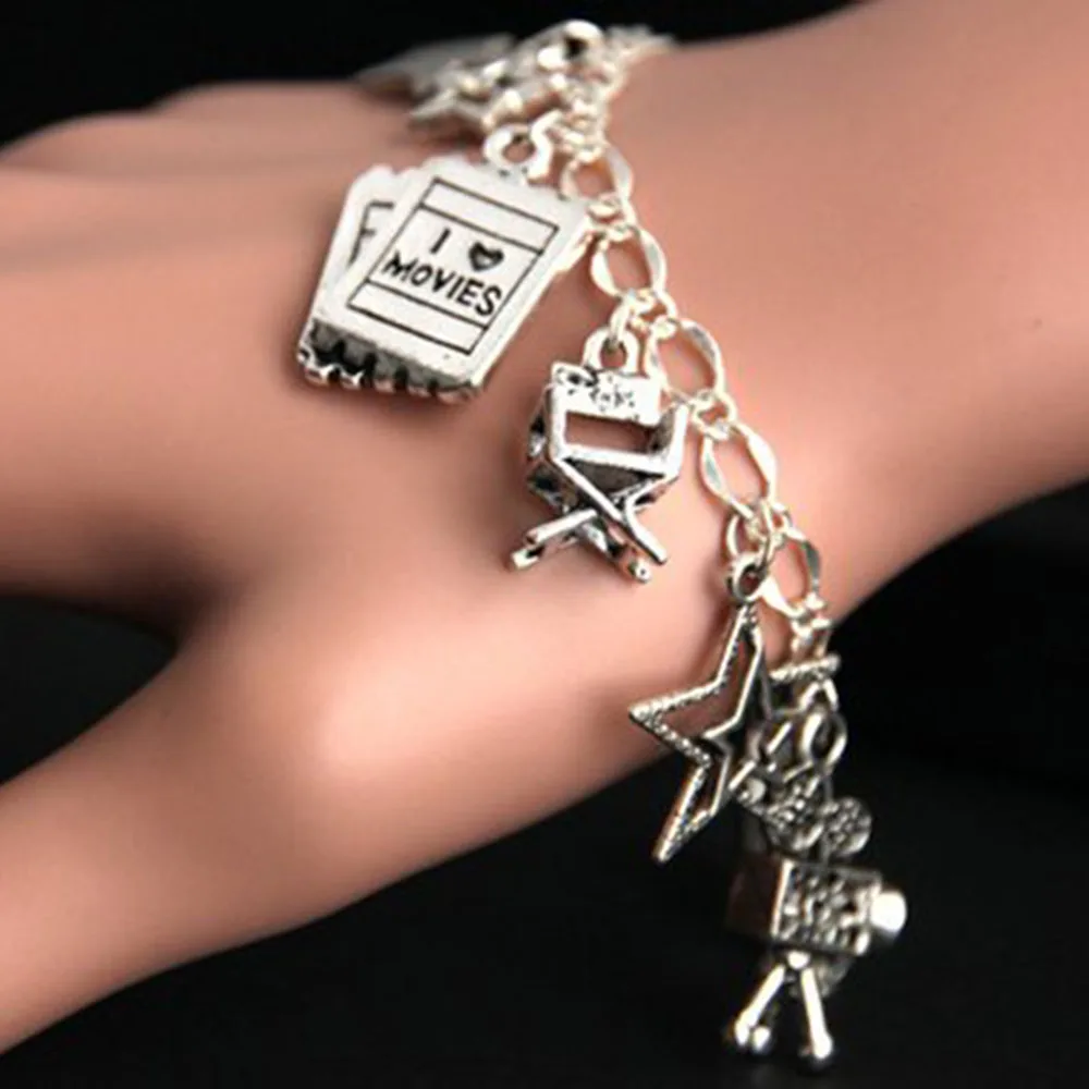 Yamily 8pcs/lot Movies Bracelet. Movie Lover Charm Hollywood Bracelet