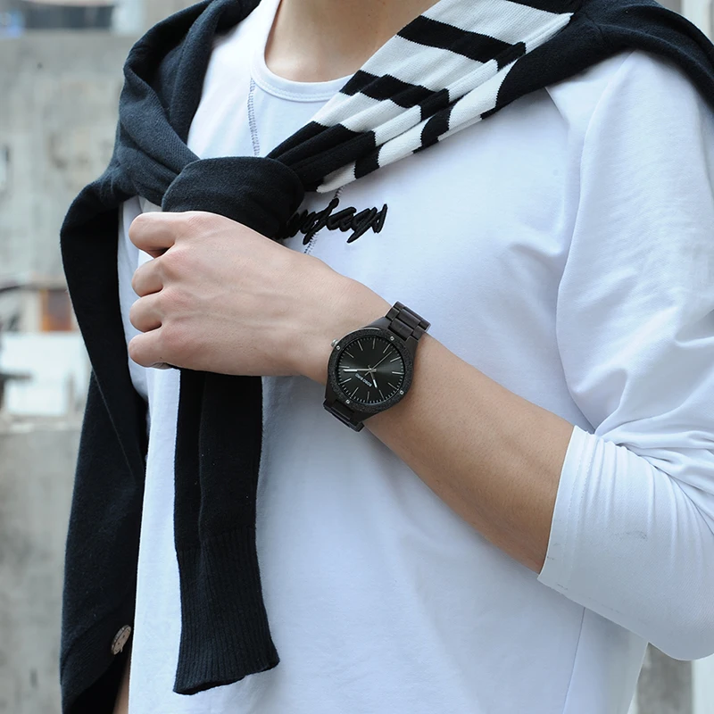 BOBO BIRD Men Watch Bamboo Wooden WristwatchesMale kol saati relojes hombre With Wood Links In Gift Wood Case Custom logo