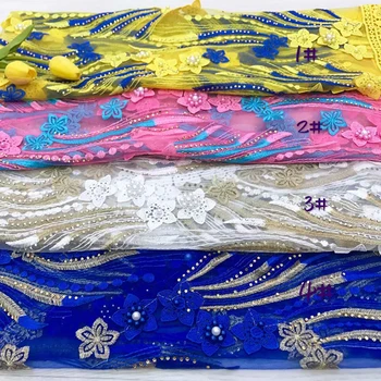 

2019 Latest African Laces Nigerian Lace Fabrics For Beaded Wedding Decor Fabric Lace Embroidered Rhinestones Fabric