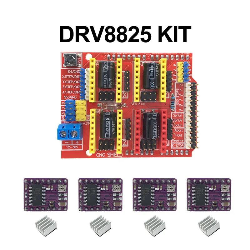 CNC щит V3 гравировальный станок 3d принтер+ 4 шт. A4988/DRV8825/AT2100 шаговый двигатель драйвер Плата расширения для Arduino UNO R3