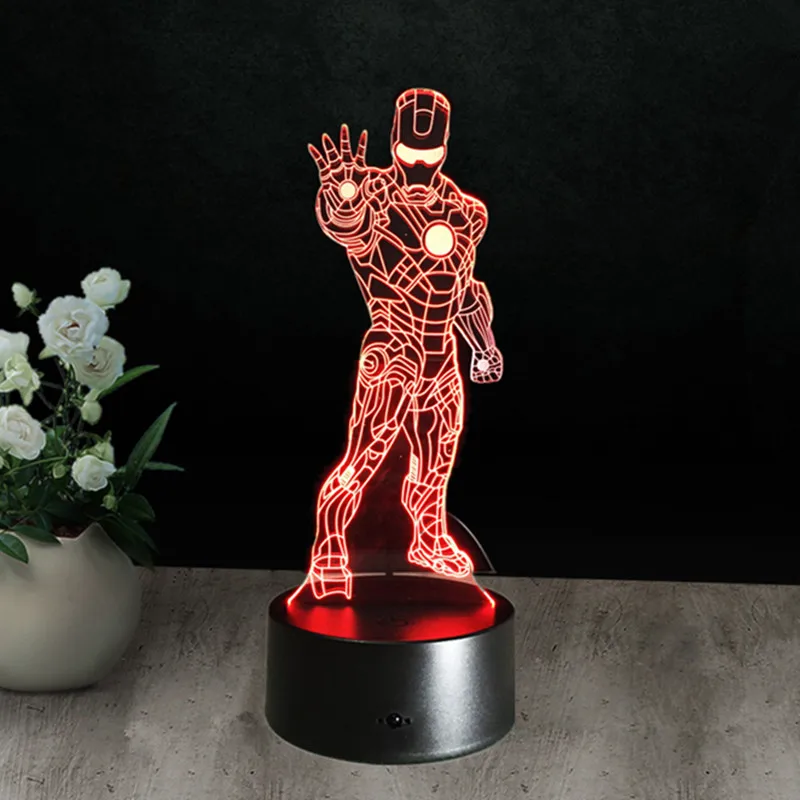 Ночник с человеком пауком USB настольная лампа имитация кристалла 3D ночник
