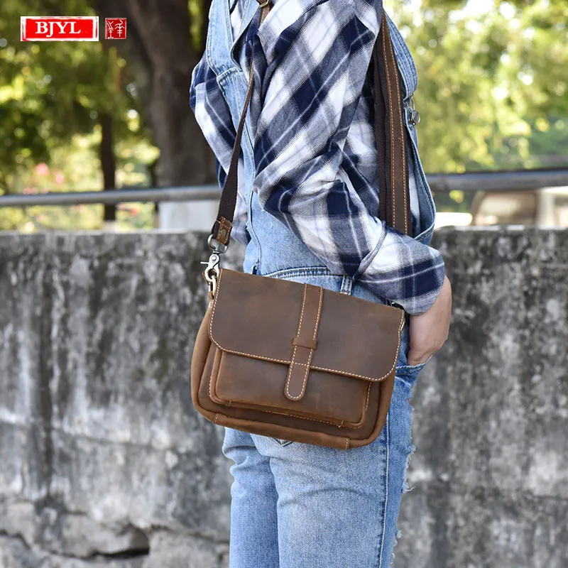 

Retro crazy horse leather Women handbag female small square shoulder messenger bag ladies brown genuine leather crossbody bags