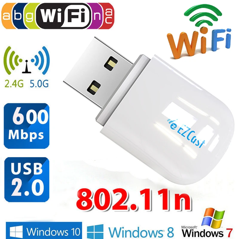 USB 2,0 Беспроводной адаптер 802,11 N Ezcast беспроводной USB wifi адаптер 5G/2,5G Bluetooth 4,2 двухдиапазонный AC 600 Мбит/с 3B12