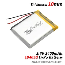 1/2/4 шт. 3,7 вольт 2400 мА/ч, Перезаряжаемые Батарея 104050 литий-ионный полимерный аккумулятор Li-Po батареи для солнечной лампы Мощность банка am/fm радио gps