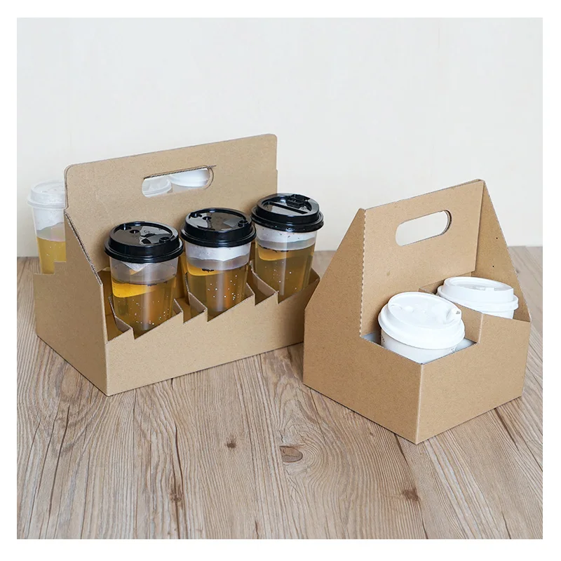 10PCS disposable portable paper cup tray, milk /tea /coffee cup
