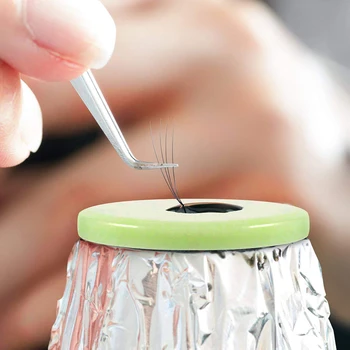 

Whole 10Pcs Jade Stone Fake Eye Lashes Holder Tool Eyelash Extension Glue Adhesive Pallet Pad Stand Holder Eye Lash Base TSLM2