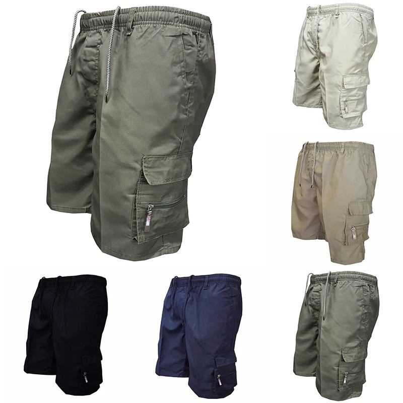 Plus Size 3XL Men New 2018 Summer Cargo Shorts Casual Solid Brand Clothing Fashion Male Elastic Waist Pockets Drawstring Shorts