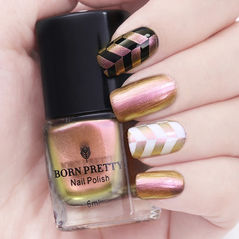 

BORN PRETTY 6ml Chameleon Nail Stamping Polish Colorful Nail Art Plate Printing Varnish Rose Gold Manicure Lacquer