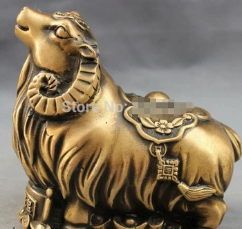 

WBY++++ free shipping Chinese Bronze Folk Year Zodiac Wealth YuanBao Sheep Statue Animals Sculpture