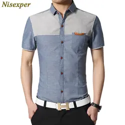 Nisexper Новое поступление бренд Для мужчин летние Бизнес рубашка Slim Fit Мужской рубашка брендовая одежда Удобная плюс Размеры 5XL
