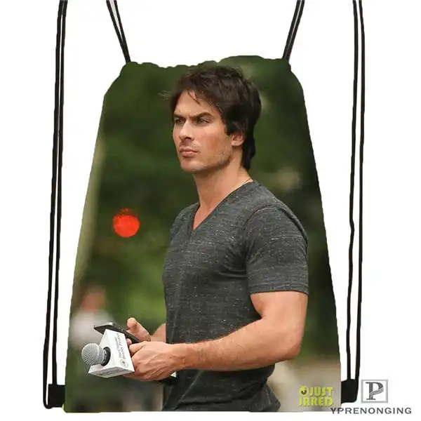 Drawstring Backpack Пользовательский Ian-Somerhalder-Lost-Reunion@ 01-походная сумка на шнурке милый рюкзак для детей(черная спинка) 31x40 см#180611-03-102 - Цвет: Drawstring Backpack