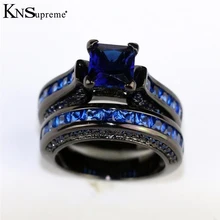 

Blue unique zircon KNSupreme Double ring gold-color fashion party women Anniversary day gifts wholesale wedding engagement ring