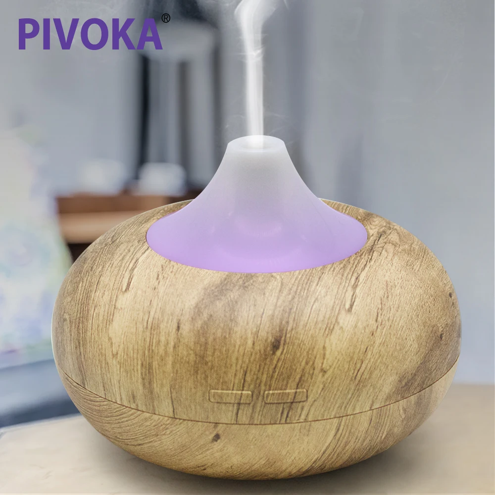 

PIVOKA 300ml Aroma Air Humidifier wood grain with LED lights Essential Oil Diffuser Aromatherapy Electric Mist Maker for Home