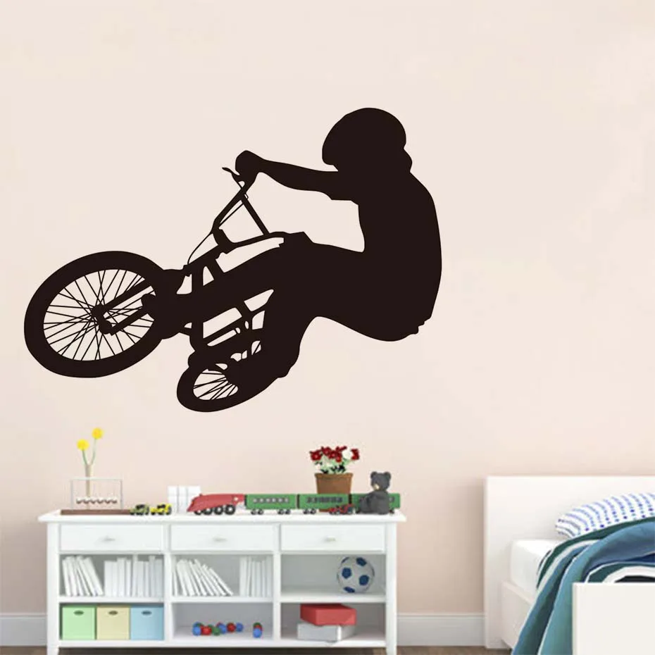 Виниловая наклейка на стену Sicker a kid ride bike Настенный дизайн для дома спальни