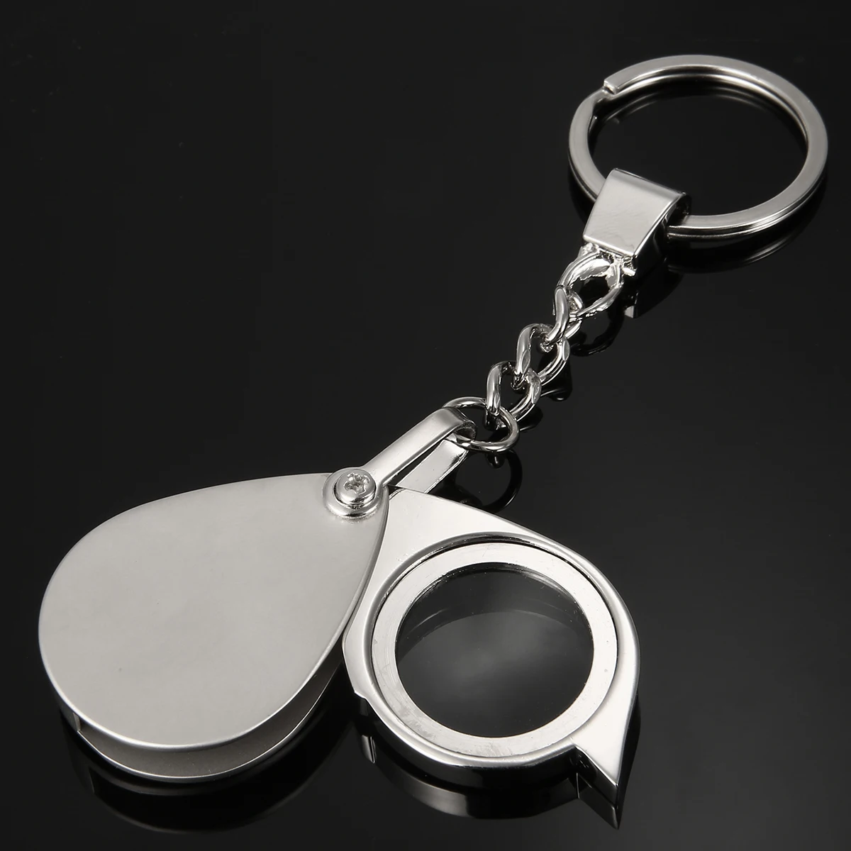 New Folding Magnifying Glass 8X Jewelry Stamp Postcard Magnifier Eyes Glass Loupe Lens Metal Frame with Keychain