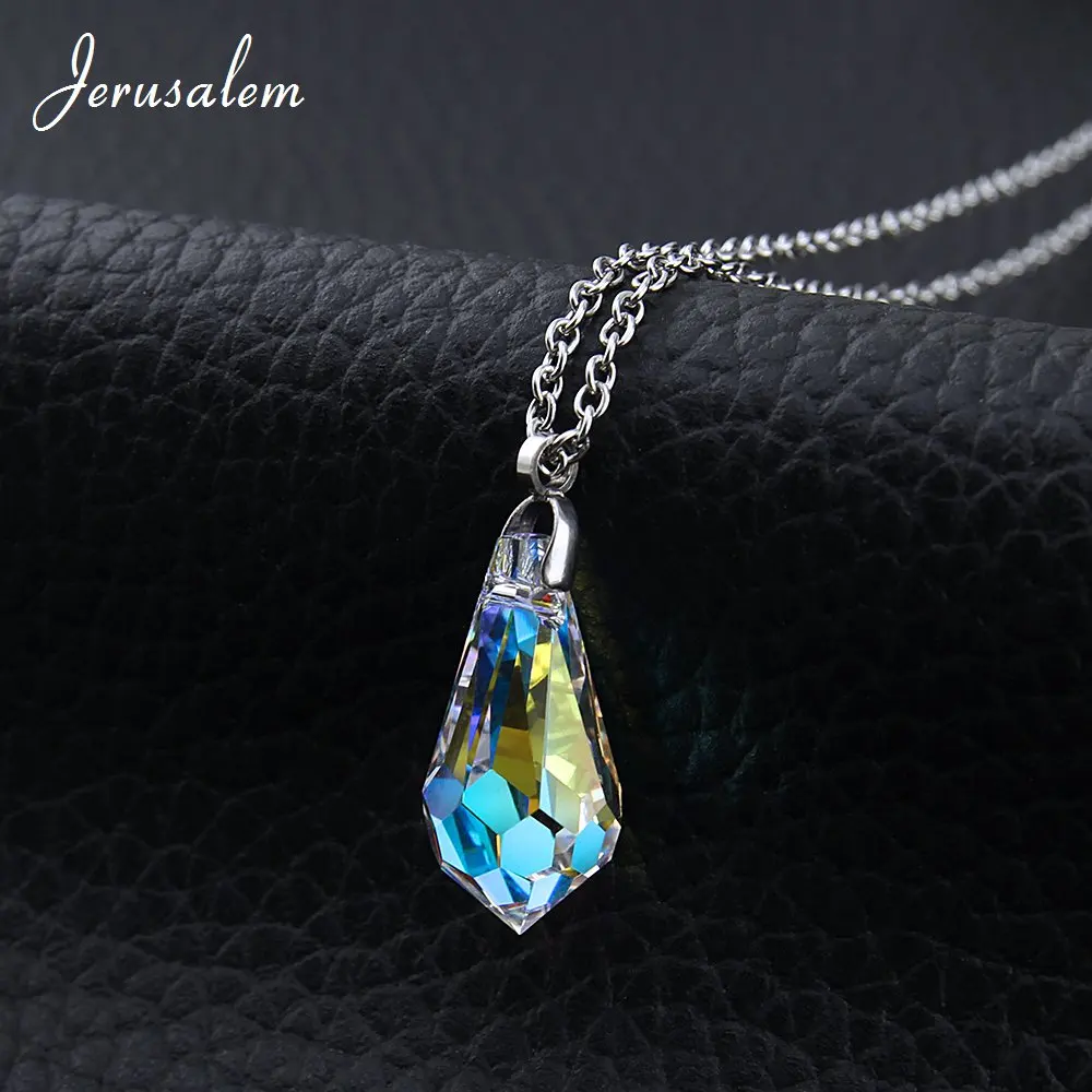 Beautiful Austrian Crystal Necklace bijoux Water Drop Pendant Necklaces