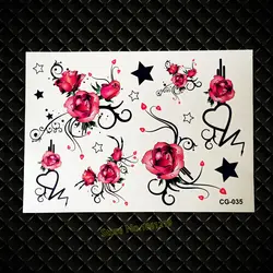 Мода цветок татуировки Наклейки для вечеринки Макияж gcg-035 пикантные Для женщин красные розы Дизайн татуировки хной Пастер самоклеющиеся