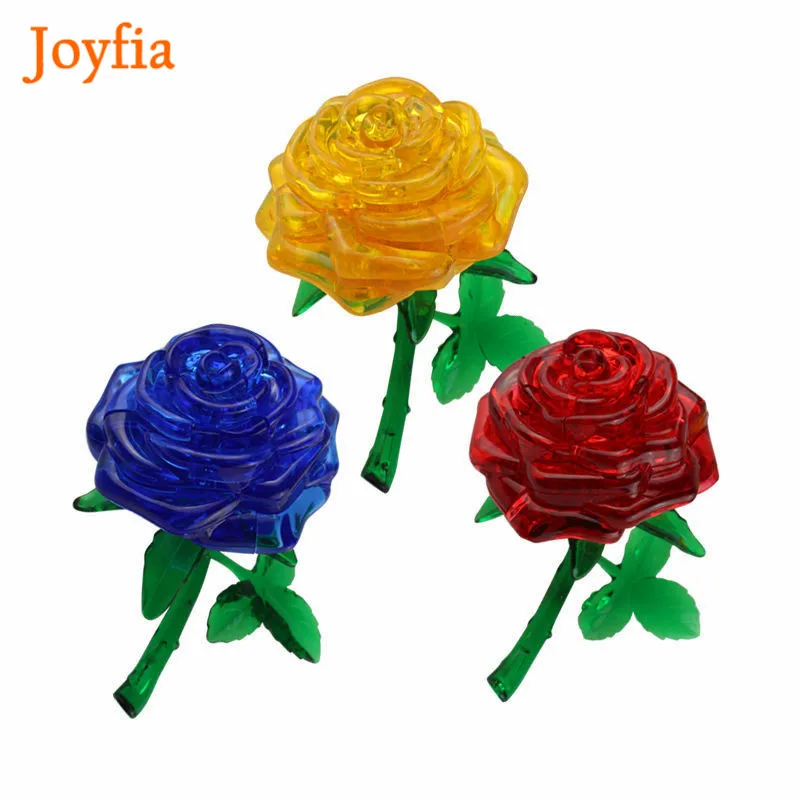 

3D Crystal Puzzle Jigsaw Model DIY Rose Puzzle Beautiful Craft IQ Toy Flower Furnish Gift Educational Toys for Kids Children #