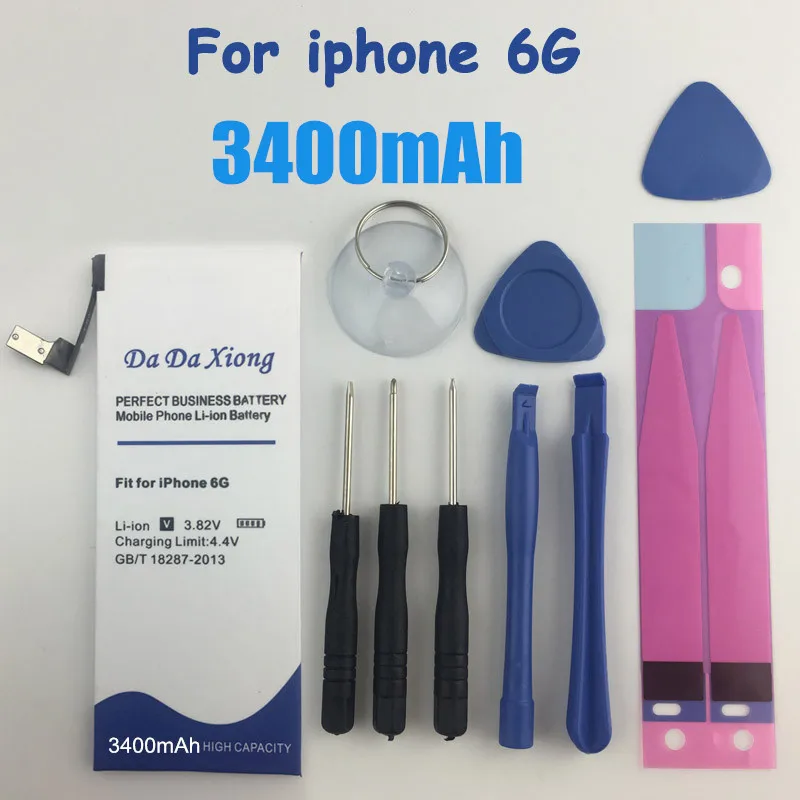 100% новый аккумулятор 3400 мАч для Apple iPhone 6 6G с инструментами ремонта и установки в