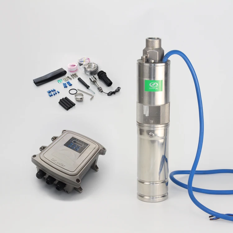 

3" DC Screw Submersible Solar Water Pump 12V 80W Stainless with MPPT Controller For Deep Well 3DSS0.5-28-12-80