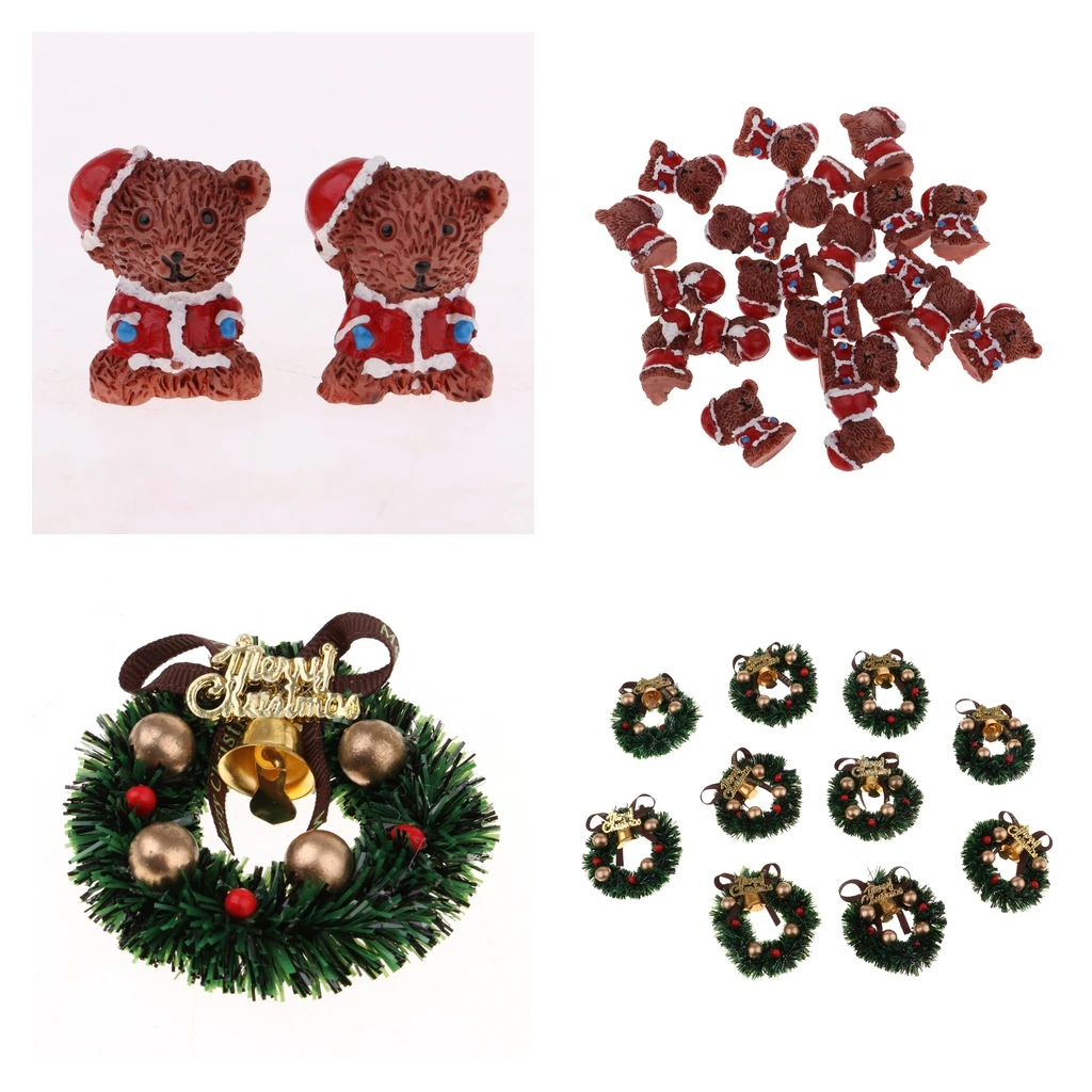 

30 Pieces 1/12 Dollhouse Miniature Bears And Garland for Christmas Ornaments