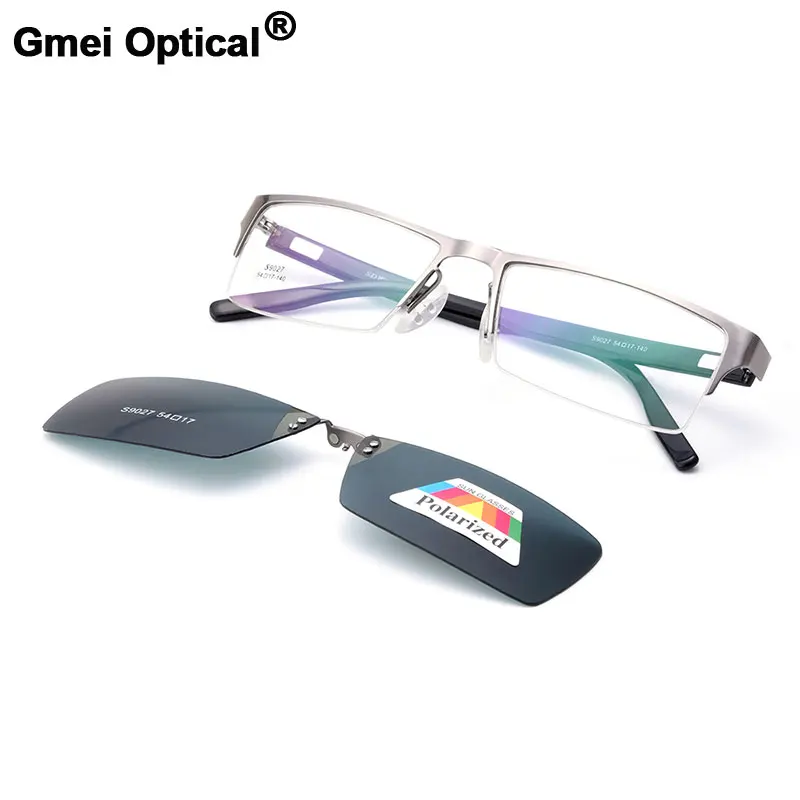 Gmei оптическая S9027 поляризованная оправа для очков с клипсой, сплав, полная оправа, Прямоугольная оправа для очков