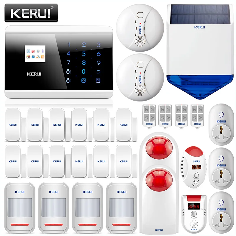 

KERUI 8218G Home Alarm System Security GSM PSTN Dual DIY Kit With Motion Detectors Smoke Alarm Outdoor Siren And CO Detector