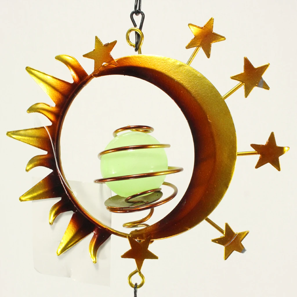 Outdoor 3D Metal Wind Spinner Hanging Spinner Spiral Tail Glass Ball Graden Home Decoratives