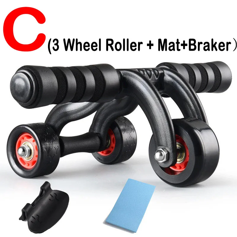 AB роликовые упражнения фитнес GMY power пуш-ап ролик брюшного колеса - Цвет: Type C 3 wheel brake