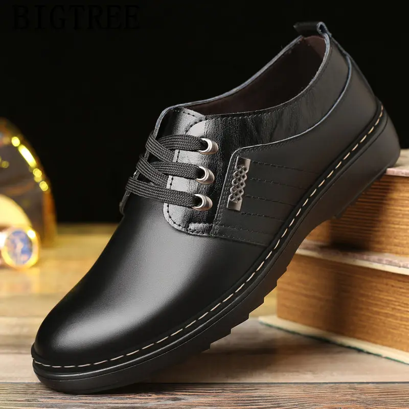 Обувь из натуральной кожи; мужская деловая обувь; Мужская офисная Роскошная брендовая Повседневная обувь; Мужская мода года; tenis masculino adulto ayakkabi - Цвет: Черный