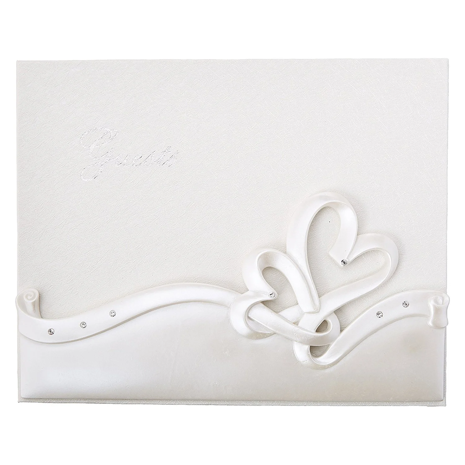 

Best Interlocking Hearts Design Wedding Guest Book White