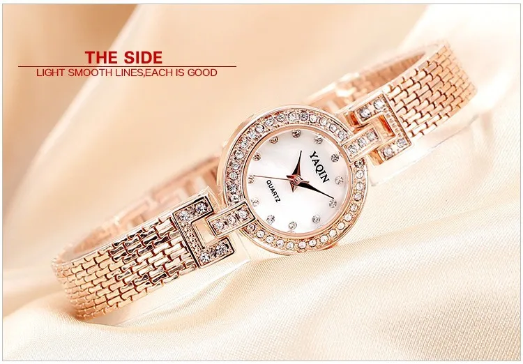 Nova moda senhoras cristal strass pulseira relógio