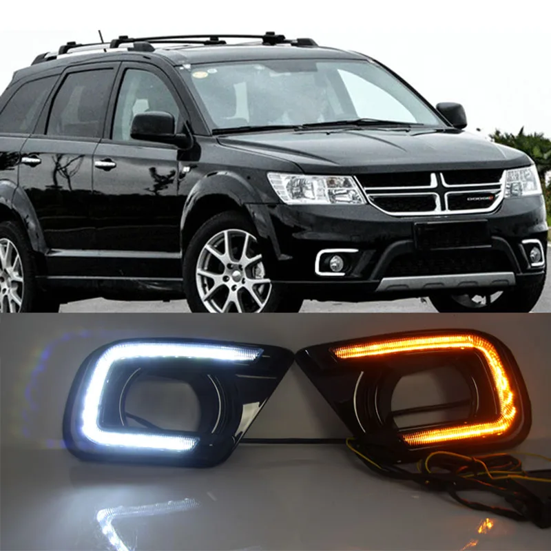 Автомобиль DRL дневного света для FIAT Freemont Dodge Journey с туман отверстие лампы поворотов Стиль реле