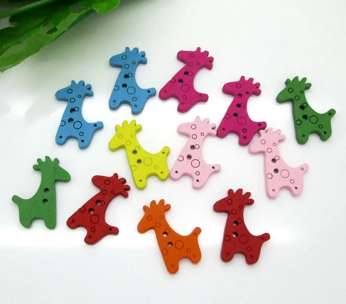 

50Pcs Mixed Wood Giraffe Sewing Buttons For Kids Clothes Scrapbooking Decorative Wooden Botones Craft Needlework DIY Accessories