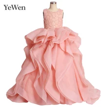 Г. Белые кружевные платья для девочек из органзы, держащих букет невесты на свадьбе, вечерние платья для первого причастия для девочек, розовое платье с цветочным рисунком