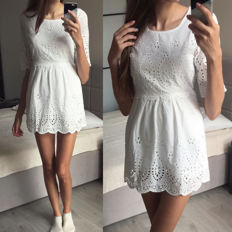 Купить Белое Ажурное Платье